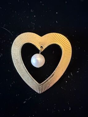 Gold Heart Pendant with Pearl Accent - Women Jewelry